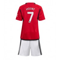 Camisa de time de futebol Manchester United Mason Mount #7 Replicas 1º Equipamento Infantil 2023-24 Manga Curta (+ Calças curtas)